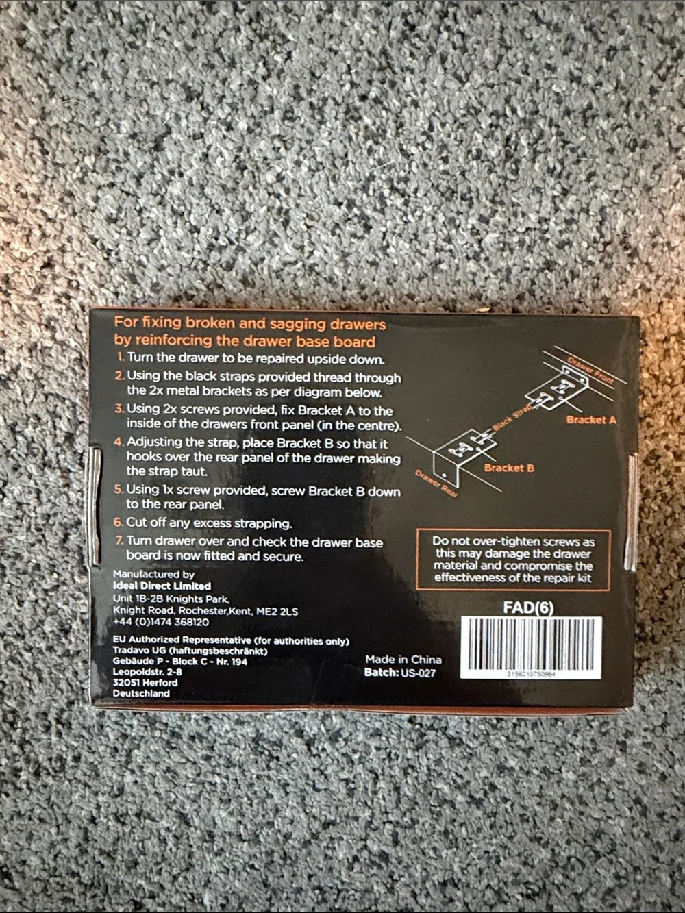 DIY Doctor Drawer Repair Kit - Black & Orange - 6 Pack